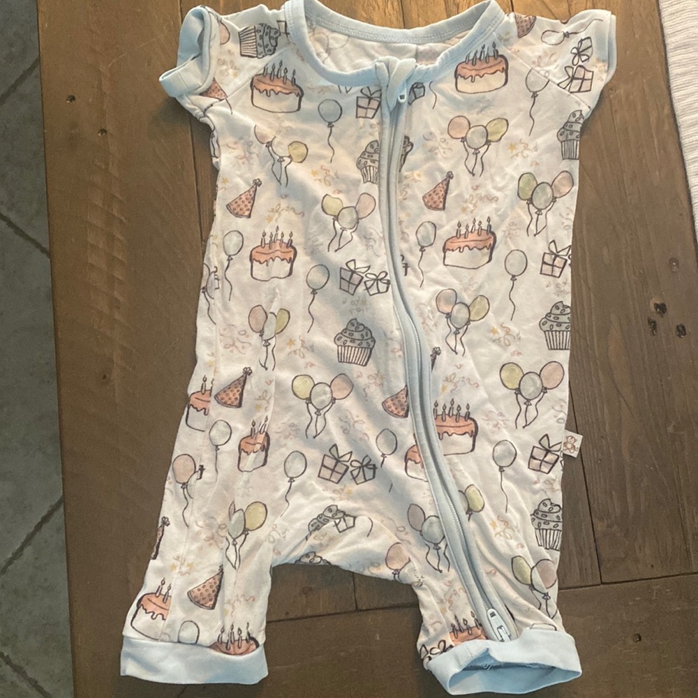 Monkeroos Bday Bamboo Shorty PJS- 0-3m